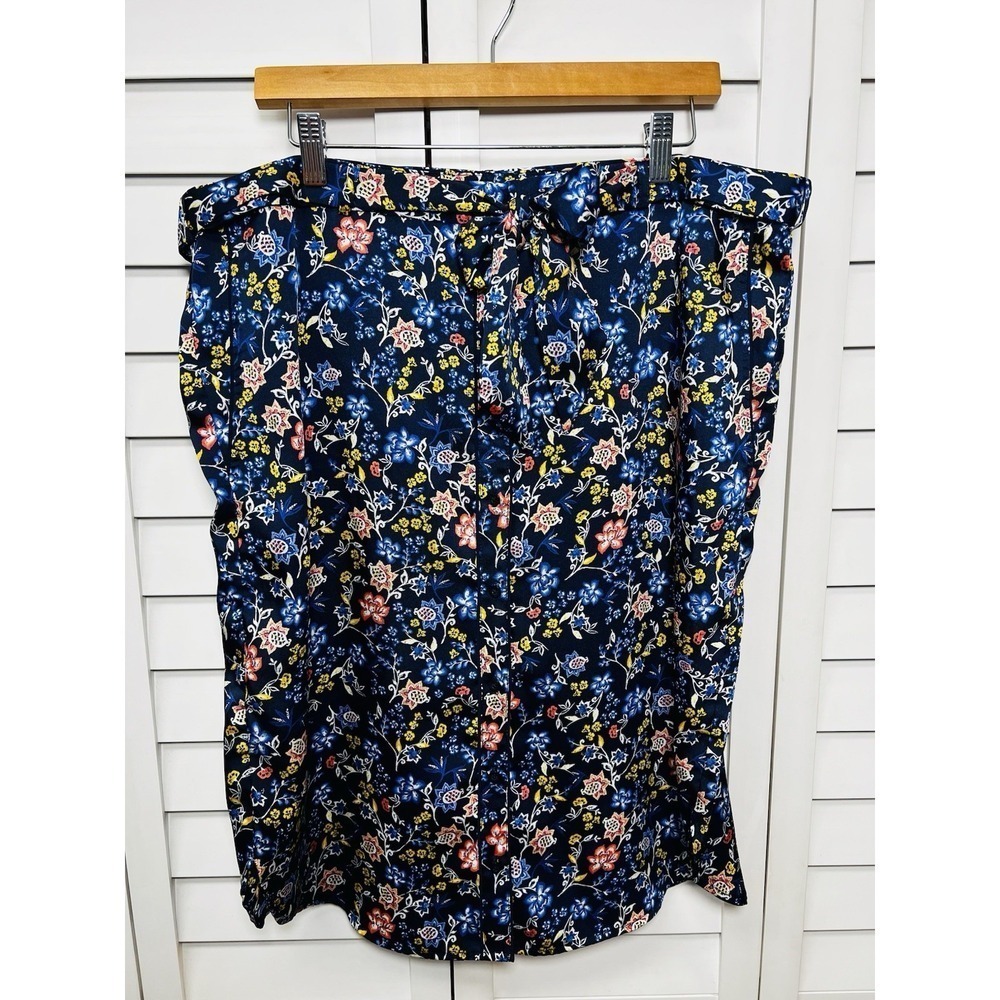 Lauren Ralph Lauren Floral Belted Button Down Satin Skirt Women's Size 16